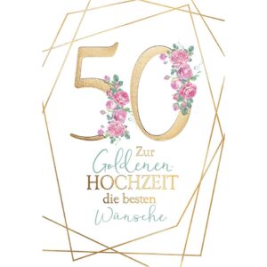 Goldhochzeitskarte geprägt - inkl. Umschlag