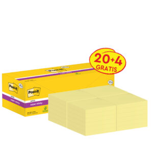 Haftnotizblock Super Sticky Notes Promotion, 76 x 76 mm, gelb, 24 x 90 Blatt