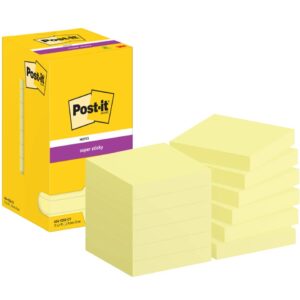 Haftnotizblock Super Sticky Notes, 76x76mm, 12x90 Blatt, gelb