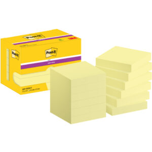 Haftnotizblock Super Sticky Notes, 47,6x47,6mm, 12x90 Blatt, gelb