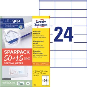 6602 Universal-Etiketten ultragrip - 70 x 36 mm, weiß, 1.560 Etiketten, permanent