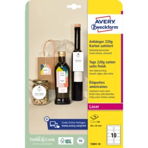 Auszeichnungsetikett - 90 x 50 mm, beidseitig beschichtet, 100 Stück / 10 Bogen