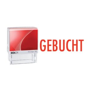 Stempel 20L "GEBUCHT" - 38 x 14 mm, selbstfärbend, rot, 1-zeilig, Kunststoff