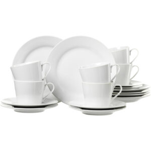 Kaffeetasse+Untertasse Bianco - 6-tlg., Porzellan, weiß