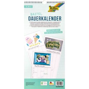 Bastelkalender "Familienkalender" - 23 x 49 cm, weiß, max. 5 Familienmitglieder, 13 Blatt + 1 zusätzliches Deckblatt