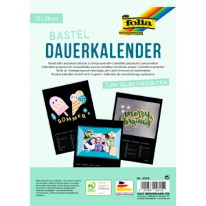 Bastelkalender - 17 x 24 cm, schwarz, 13 Blatt + 1 zusätzliches Deckblatt