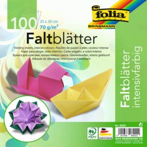 Faltblätter 20 x 20 cm - 10 Farben sortiert, 100 Blatt, 70g/qm
