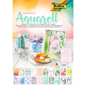Bastelblock Aquarell Motivkarton - 24 x 34 cm, 20 Blatt sortiert