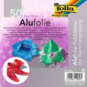 Faltblätter "Alufolie" 15 x 15 cm - farbig sortiert, 50 Blatt