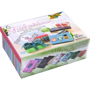 Bastelset Geschenkkarton mit Motiv - 6-teilig flach, sortiert