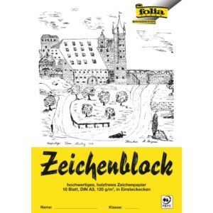 Zeichenblock mit Leinenecken 120g/qm, DIN A3, 10 Blatt