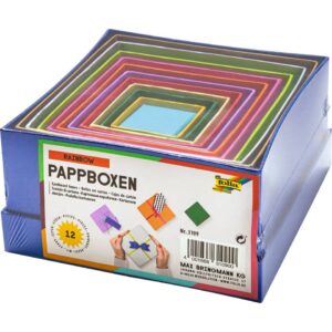 Geschenkschachtel "eckig" - bunt, 12-teilig, Größen und Farben sortiert,