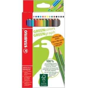 Umweltfreundlicher Buntstift - GREENcolors - 12+2er Pack - 12 Farben und 2 Bleistifte (gratis)