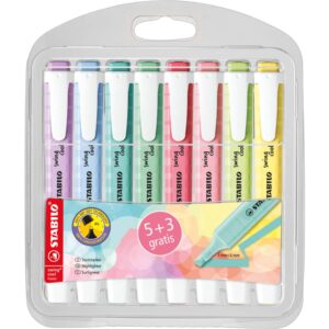 Textmarker swing® cool Pastel - 5+3er Pack - mit 8 verschiedenen Farben