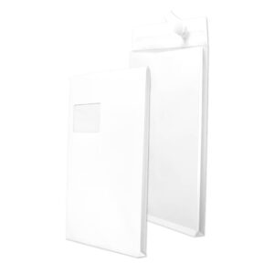 Faltentaschen - C4, Fenster, 20 mm-Falte, Klotzboden, haftklebend, 120 g/qm, weiß, 100 Stück