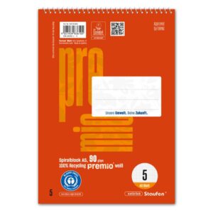 Spiralblock LIN 5 - A5, 40 Blatt, 5 mm kariert, 90 g/qm