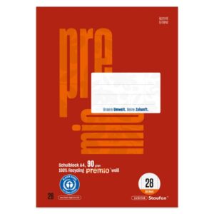 Schulblock LIN 28 - A4, 50 Blatt, kariert mit Rand beidseitig, 90 g/qm