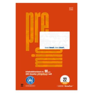 Arbeitsblock LIN 22 - A4, 50 Blatt, 5 mm kariert, 90 g/qm, rot