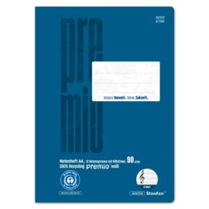 Notenheft LinNH - A4 quer, 8 Blatt, 12 Notensysteme + Hilfslinien, blau