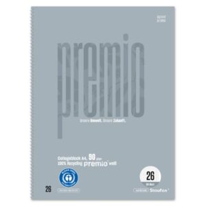 Collegeblock LIN 26 - A4, 80 Blatt, kariert mit Rand, 90 g/qm, grau