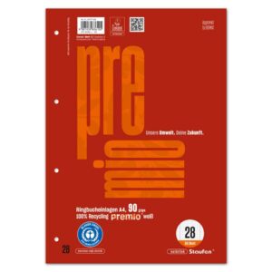 Ringbucheinlage LIN 28 - A4, 50 Blatt, 5 mm kariert Rand beidseitig, 90 g/qm