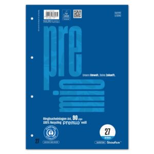 Ringbucheinlage LIN 27 - A4, 50 Blatt, 9 mm liniert Rand beidseitig, 90 g/qm