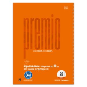 Collegeblock LIN 28 Linkshänder - A4, 80 Blatt, 5 mm kariert, 90 g/qm, orange