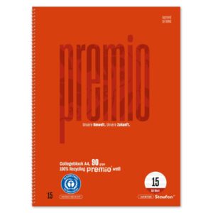 Collegeblock LIN 15 - A4, 50 Blatt, NotenLIN eatur, 90 g/qm, rot