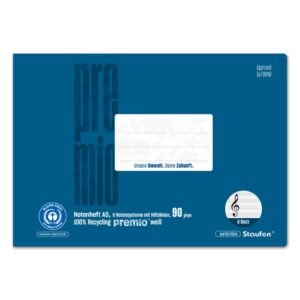 Notenheft LinNH - A5 quer, 8 Blatt, 6 Notensystem, blau