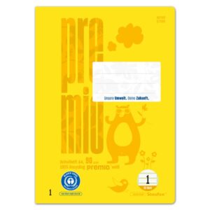 Heft LIN1 - A4, 32 Blatt, 5mm liniert, hellgelb