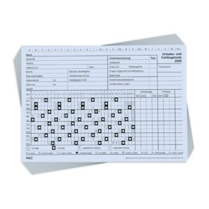 Urlaubs- und Fehltagekarte mit Wochentage-Einteilung 2025, 210 x 148 mm, 10 Stück
