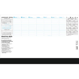 Papier-Schreibunterlage 102 Practica - 52 Blatt, 600x370x8mm, schwarz/blau