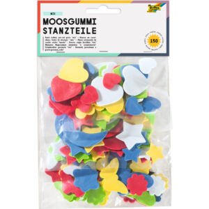 Moosgummi Stanzteile "Herzen, Mond & Sterne, Blumen & Schmetterlinge" - 150 Stück, sortiert