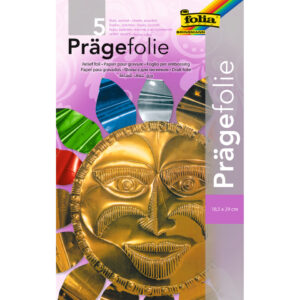 Prägefolie Mappe - 18,5 x 29 cm, farbig sortiert, 5 Blatt