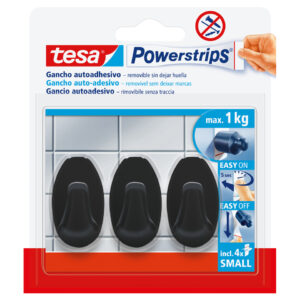 Powerstrips® Systemhaken - ablösbar, S Oval schwarz Small 1 kg