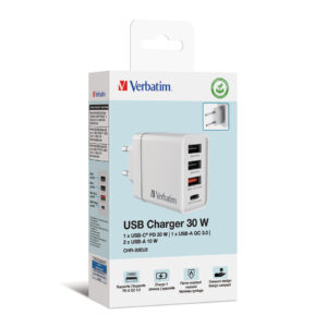 Ladegerät Steckdose 3x USB-A/1x USB-C, 30 Watt, weiß