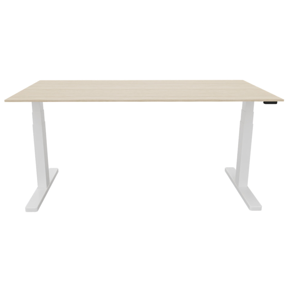 Schreibtisch elektrisch höhenverstellbar, 160x80cm, eiche/weiß