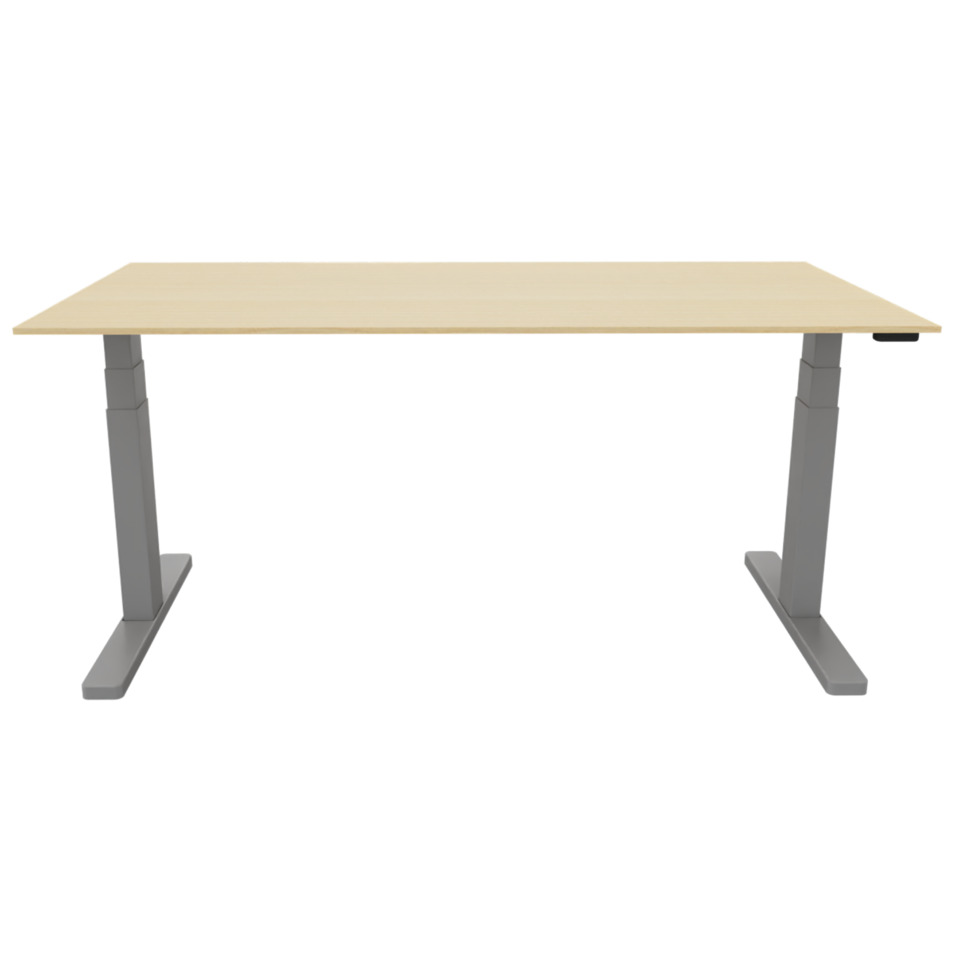 Schreibtisch elektrisch höhenverstellbar, 180x80cm, ahorn/silber