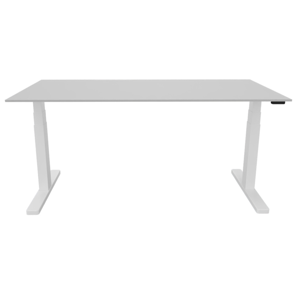 Schreibtisch elektrisch höhenverstellbar, 160x80cm, grau/weiß