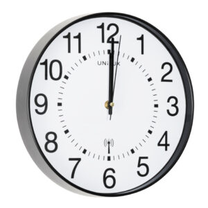 Wanduhr WAVE - Ø 30 cm, Funkwanduhr, schwarz