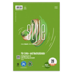 Spiralblock - LIN28, A4, 80 Blatt, 70 g/qm, Links/Rechtshänder