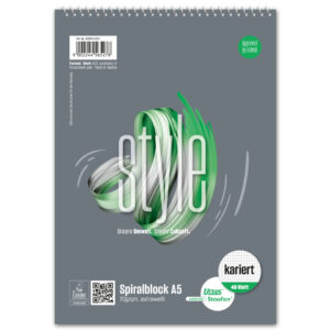 Spiralblock - A5, 40 Blatt, 70 g/qm, kariert
