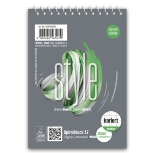 Spiralblock - A7, 40 Blatt, 70 g/qm, kariert