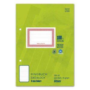 Ringbuchblock - A5, 100 Blatt, 70 g/qm, liniert
