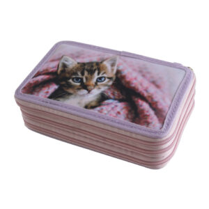 Schüleretui Katze, 3-Stock, gefüllt, sortiert