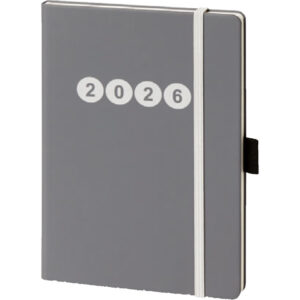 Buchkalender V-book - A5, 1 Woche / 2 Seiten, Kunstleder, grau
