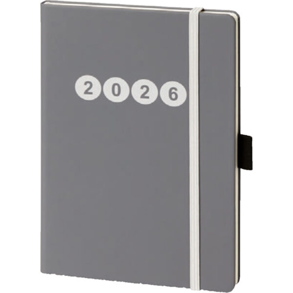 Buchkalender V-book - A5, 1 Woche / 2 Seiten, Kunstleder, grau