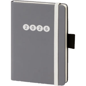 Buchkalender V-book - A6, 1 Woche / 2 Seiten, Kunstleder, grau