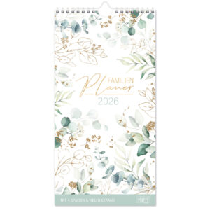 Familienplaner Kompakt 2026, 4-spaltig, Blattgold