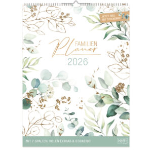 Familienplaner XXL 2026, 7-spaltig, Blattgold